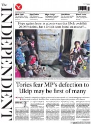 The Independent () Newspaper Front Page for 29 August 2014