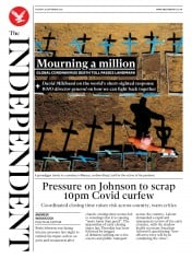 The Independent () Newspaper Front Page for 29 September 2020