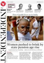 The Independent () Newspaper Front Page for 2 October 2018