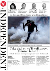 The Independent () Newspaper Front Page for 2 October 2019