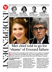The Independent () Newspaper Front Page for 2 October 2021