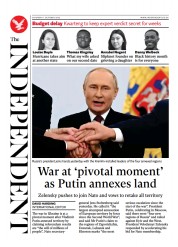 The Independent () Newspaper Front Page for 2 October 2022