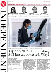 The Independent () Newspaper Front Page for 2 April 2020