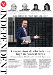 The Independent () Newspaper Front Page for 2 May 2020