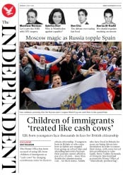 The Independent () Newspaper Front Page for 2 July 2018