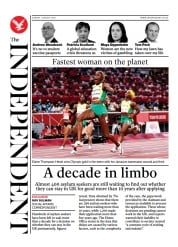 The Independent () Newspaper Front Page for 2 August 2021