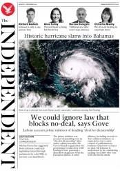 The Independent () Newspaper Front Page for 2 September 2019