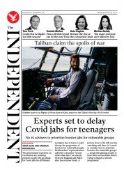 The Independent () Newspaper Front Page for 2 September 2021