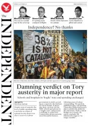 The Independent () Newspaper Front Page for 30 October 2017