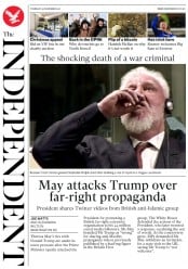 The Independent () Newspaper Front Page for 30 November 2017