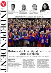 The Independent () Newspaper Front Page for 30 January 2020