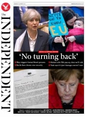 The Independent () Newspaper Front Page for 30 March 2017