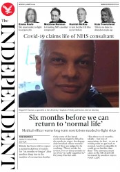 The Independent () Newspaper Front Page for 30 March 2020