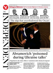 The Independent () Newspaper Front Page for 30 March 2022