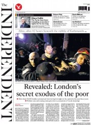 The Independent () Newspaper Front Page for 30 April 2015