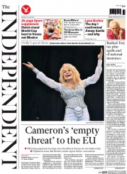 The Independent () Newspaper Front Page for 30 June 2014