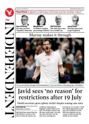 The Independent () Newspaper Front Page for 30 June 2021