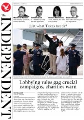 The Independent () Newspaper Front Page for 30 August 2017