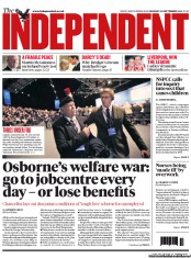 The Independent () Newspaper Front Page for 30 September 2013