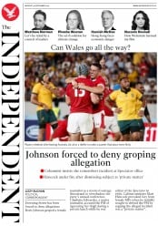 The Independent () Newspaper Front Page for 30 September 2019