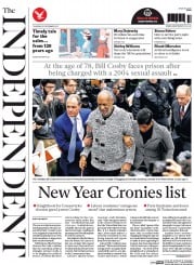 The Independent () Newspaper Front Page for 31 December 2015