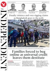 The Independent () Newspaper Front Page for 31 December 2018