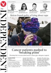 The Independent () Newspaper Front Page for 31 December 2019