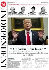 The Independent () Newspaper Front Page for 31 January 2017