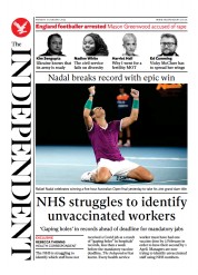 The Independent () Newspaper Front Page for 31 January 2022