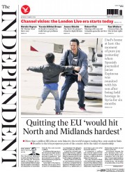 The Independent () Newspaper Front Page for 31 March 2014