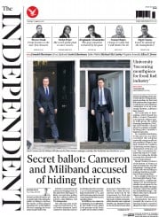 The Independent () Newspaper Front Page for 31 March 2015