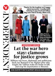 The Independent () Newspaper Front Page for 31 March 2023