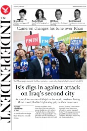 The Independent () Newspaper Front Page for 31 May 2016