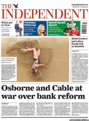 The Independent () Newspaper Front Page for 31 August 2011