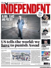 The Independent () Newspaper Front Page for 31 August 2013