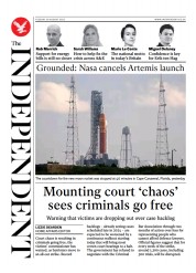 The Independent () Newspaper Front Page for 31 August 2022