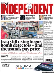 The Independent () Newspaper Front Page for 3 October 2013