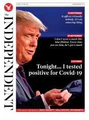 The Independent () Newspaper Front Page for 3 October 2020