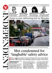 The Independent () Newspaper Front Page for 3 October 2021