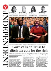 The Independent () Newspaper Front Page for 3 October 2022