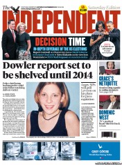 The Independent () Newspaper Front Page for 3 November 2012