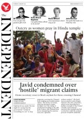The Independent () Newspaper Front Page for 3 January 2019