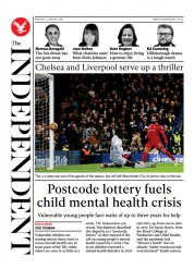 The Independent () Newspaper Front Page for 3 January 2022