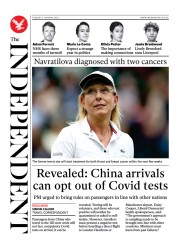 The Independent () Newspaper Front Page for 3 January 2023