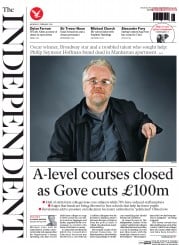 The Independent () Newspaper Front Page for 3 February 2014