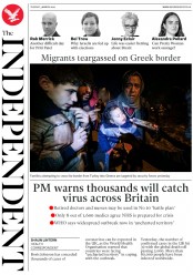 The Independent () Newspaper Front Page for 3 March 2020