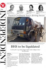 The Independent () Newspaper Front Page for 3 June 2016