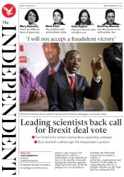 The Independent () Newspaper Front Page for 3 August 2018