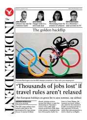 The Independent () Newspaper Front Page for 3 August 2021