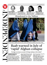 The Independent () Newspaper Front Page for 3 September 2021